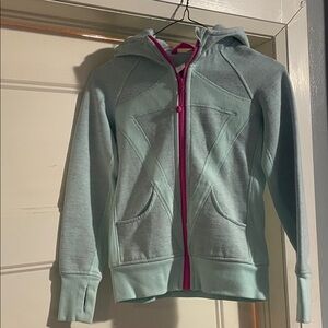 Kids ivivva Light Blue Hoodie with Pink Zipper